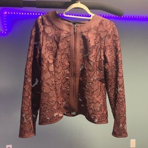 PURPLE MESH FAUX LEATHER JACKET